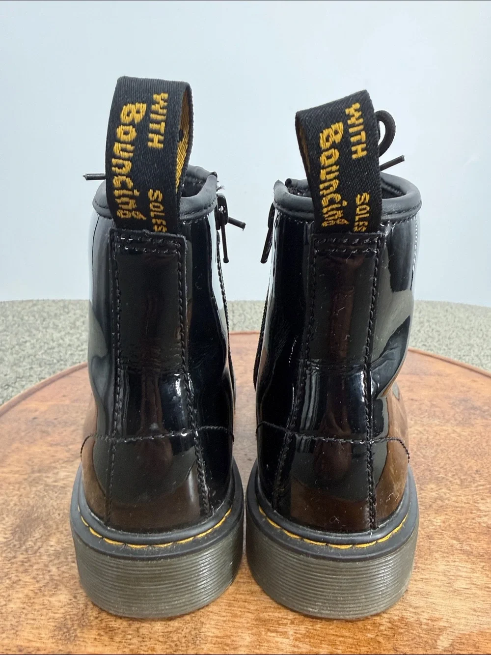 Dr. Martens Boot Girls 4 Wm 5 Black Patent Lace-Up Combat DM Docs Inside Zip
